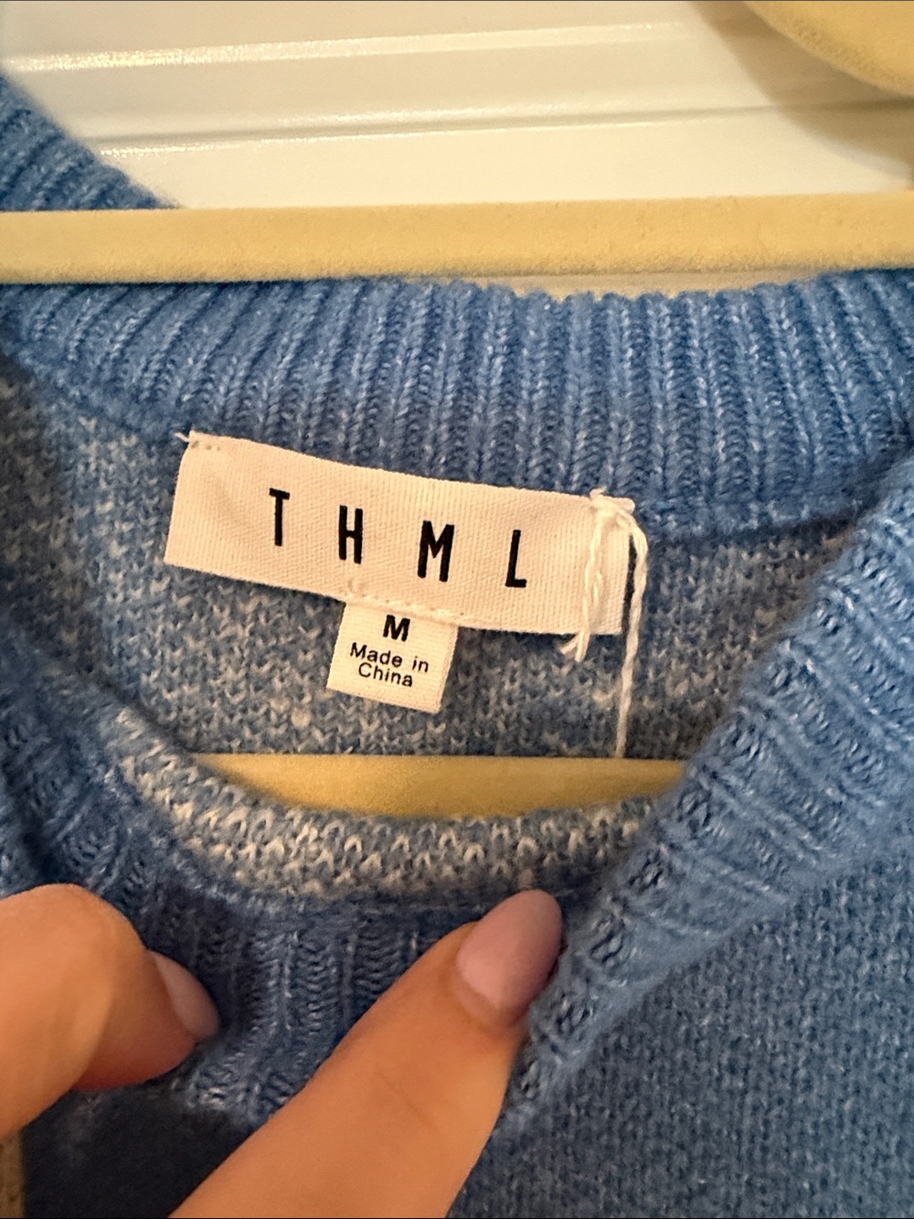 THML Blue Sweater with Cream Cloud Pattern - Picture 2 of 3